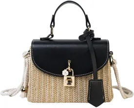 Straw Crossbody Bag for Women Summer Straw Rattan Wicker Purses Mini Beach Woven Handbags Shoulder Bag 2025