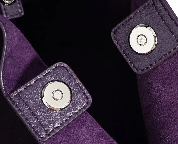 Suede Basket Bag - Purple