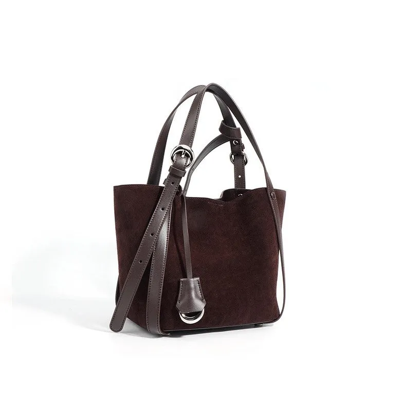 Suede Basket Bag - Purple