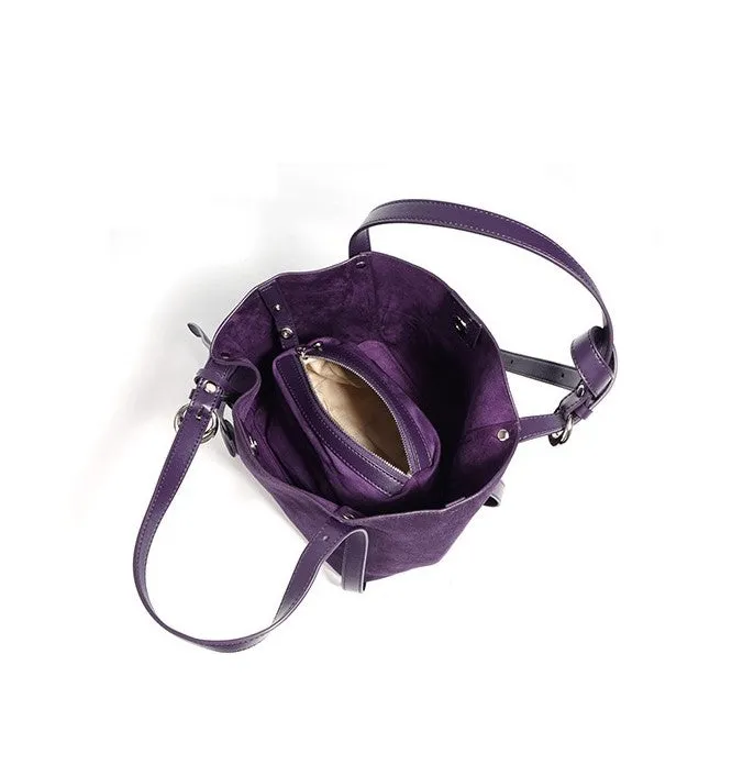 Suede Basket Bag - Purple