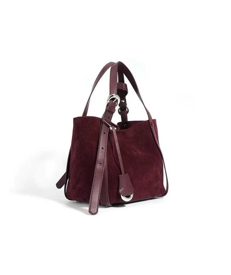 Suede Basket Bag - Purple
