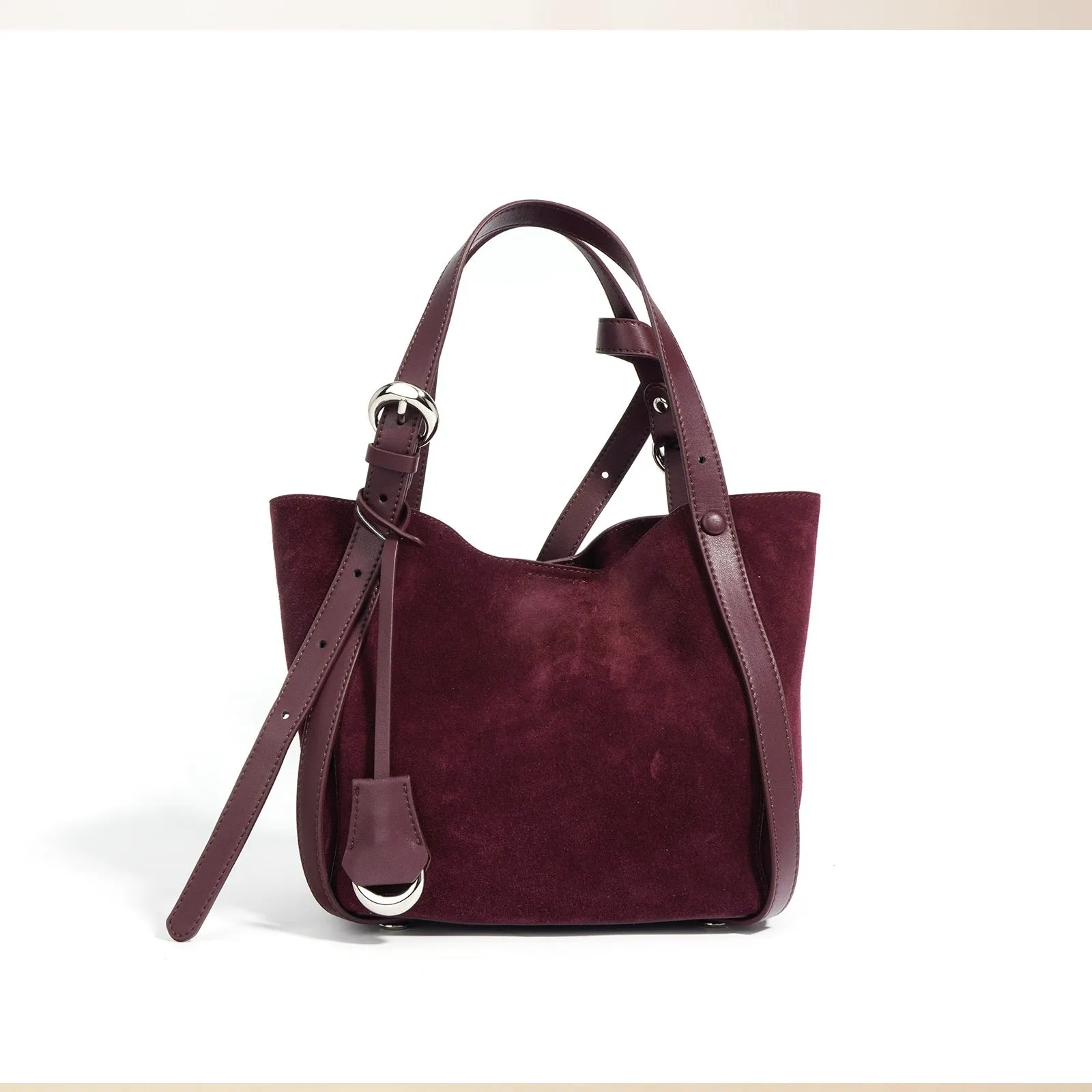 Suede Basket Bag - Purple