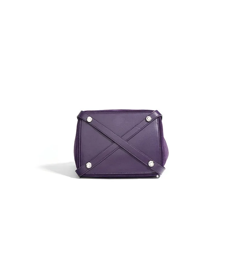 Suede Basket Bag - Purple
