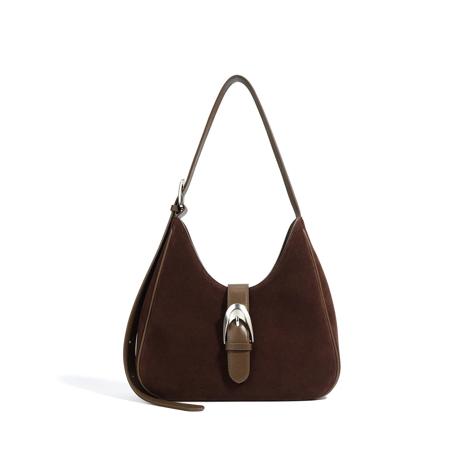 Suede Shoulder Bag - Chocolate
