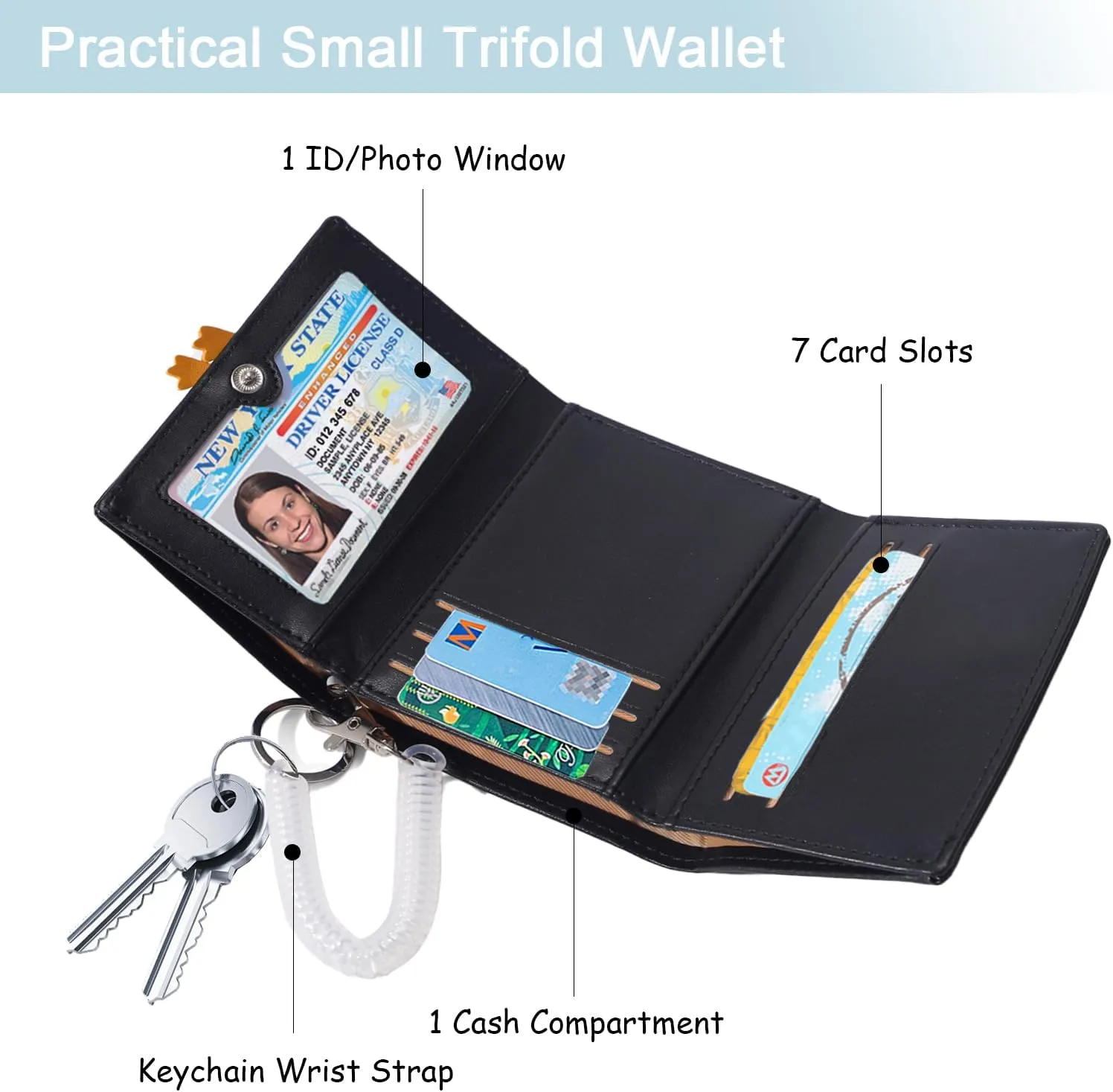 Sunwel Fashion Girls Cute 3D Duck Mini Wallet with Key-chain Wristlet Cash Pocket Card Holder ID Window Purse for Women
