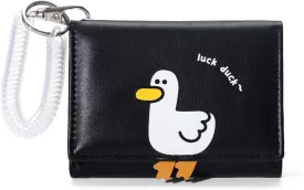 Sunwel Fashion Girls Cute 3D Duck Mini Wallet with Key-chain Wristlet Cash Pocket Card Holder ID Window Purse for Women
