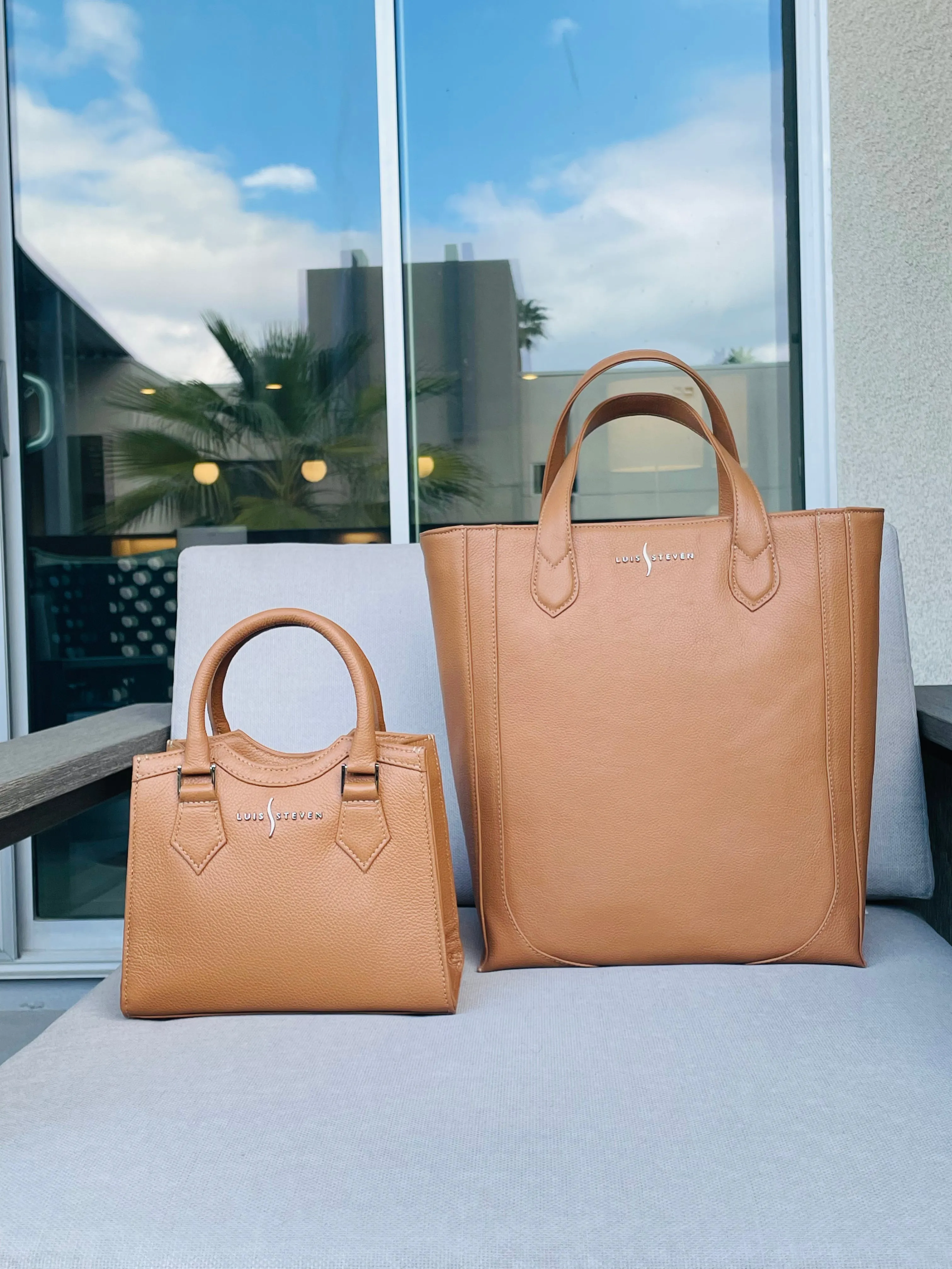 Tall Bucket Tote - Tan Pebble