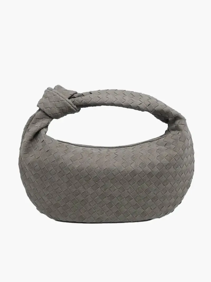 Tina | Woven Medium Suede Handbag with Knot Detail