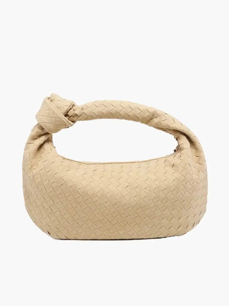Tina | Woven Medium Suede Handbag with Knot Detail
