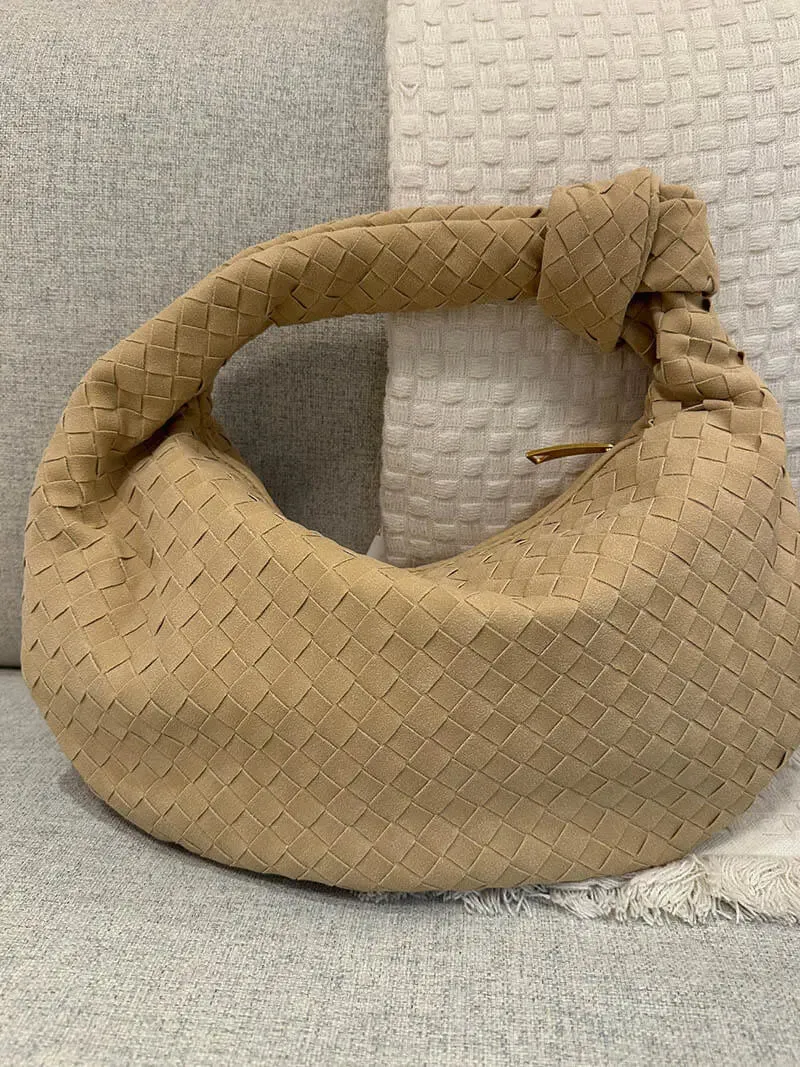 Tina | Woven Medium Suede Handbag with Knot Detail