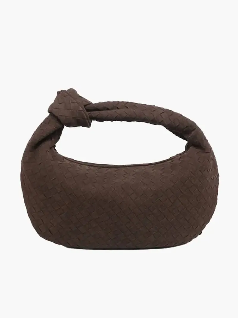 Tina | Woven Medium Suede Handbag with Knot Detail