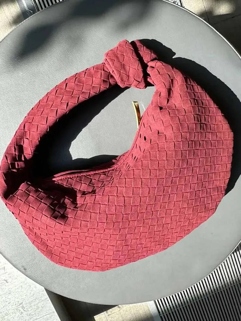 Tina | Woven Medium Suede Handbag with Knot Detail