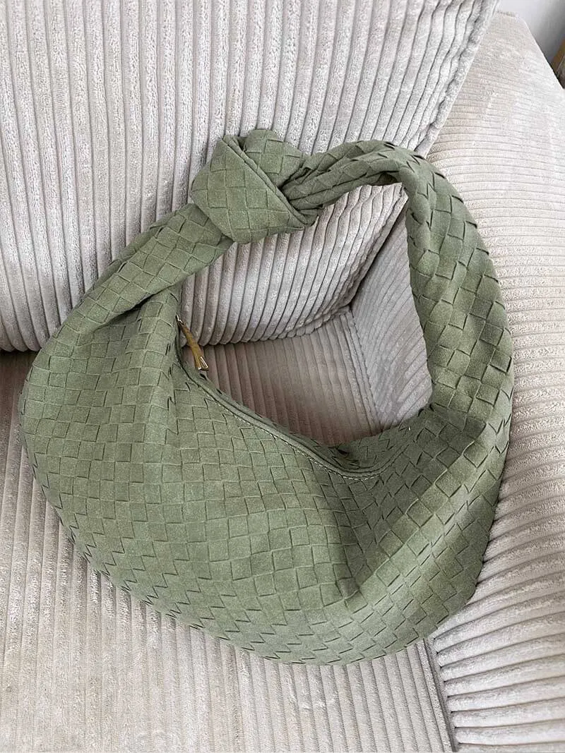 Tina | Woven Medium Suede Handbag with Knot Detail