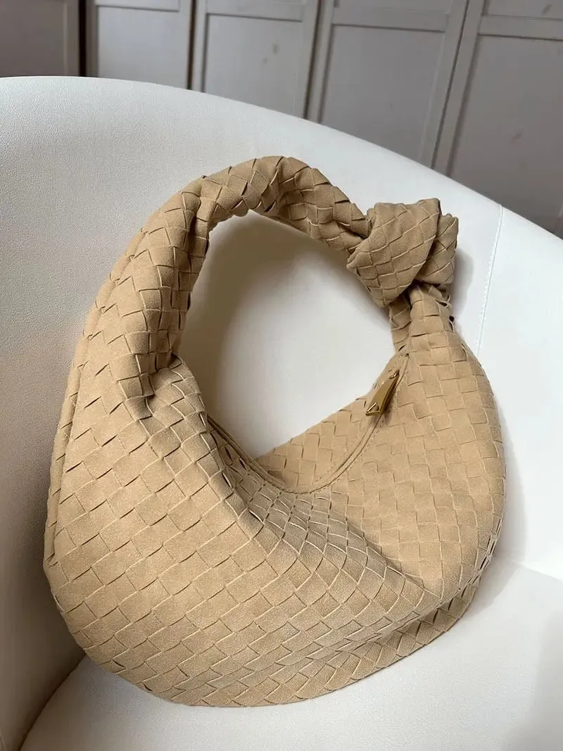 Tina | Woven Medium Suede Handbag with Knot Detail