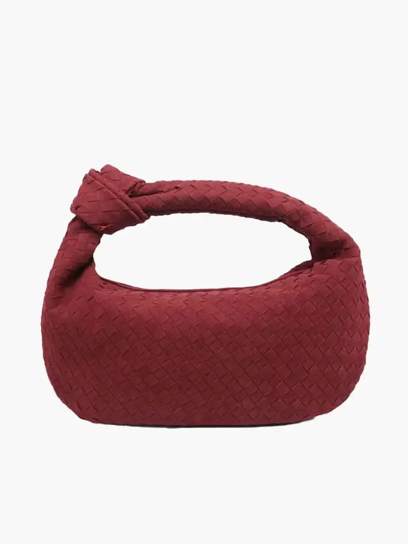 Tina | Woven Medium Suede Handbag with Knot Detail