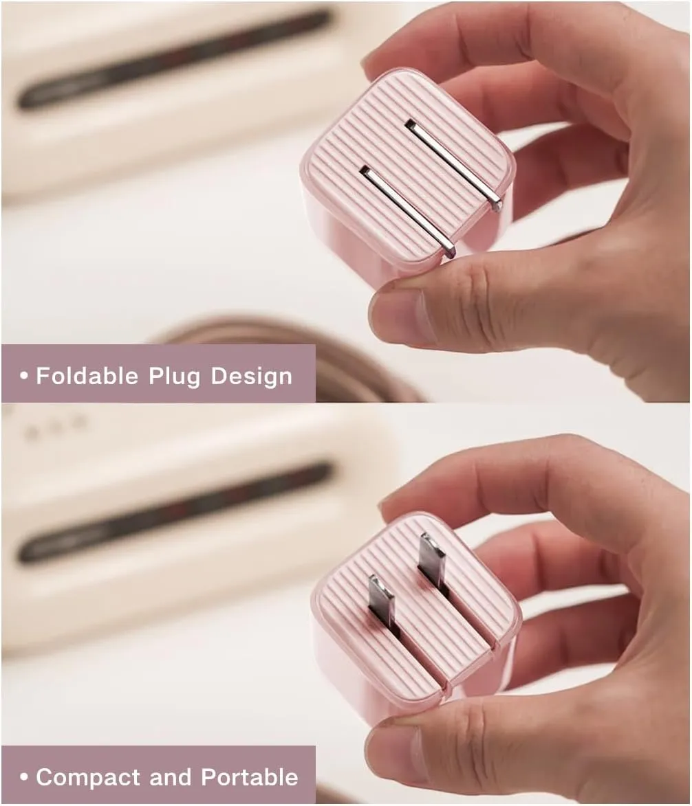 TORRAS Icenano 30W USB C Charger Block, Low Temp & Safe, PD 3.0 Unlocks Wireless 25W Fast Charging, Designed for Magsafe Charger/iPhone 16/15/, Crystal Pink(5.5ft USB-C Cable Included)