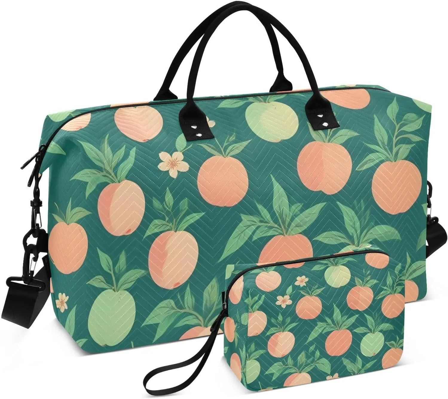 Travel Duffel Bags for Unisex-Adult, Personal Item Travel Duffel Bag with Shoes Compartment, Carry On Bag for Women, Travel, Gym, Weekend,Peach Pattern