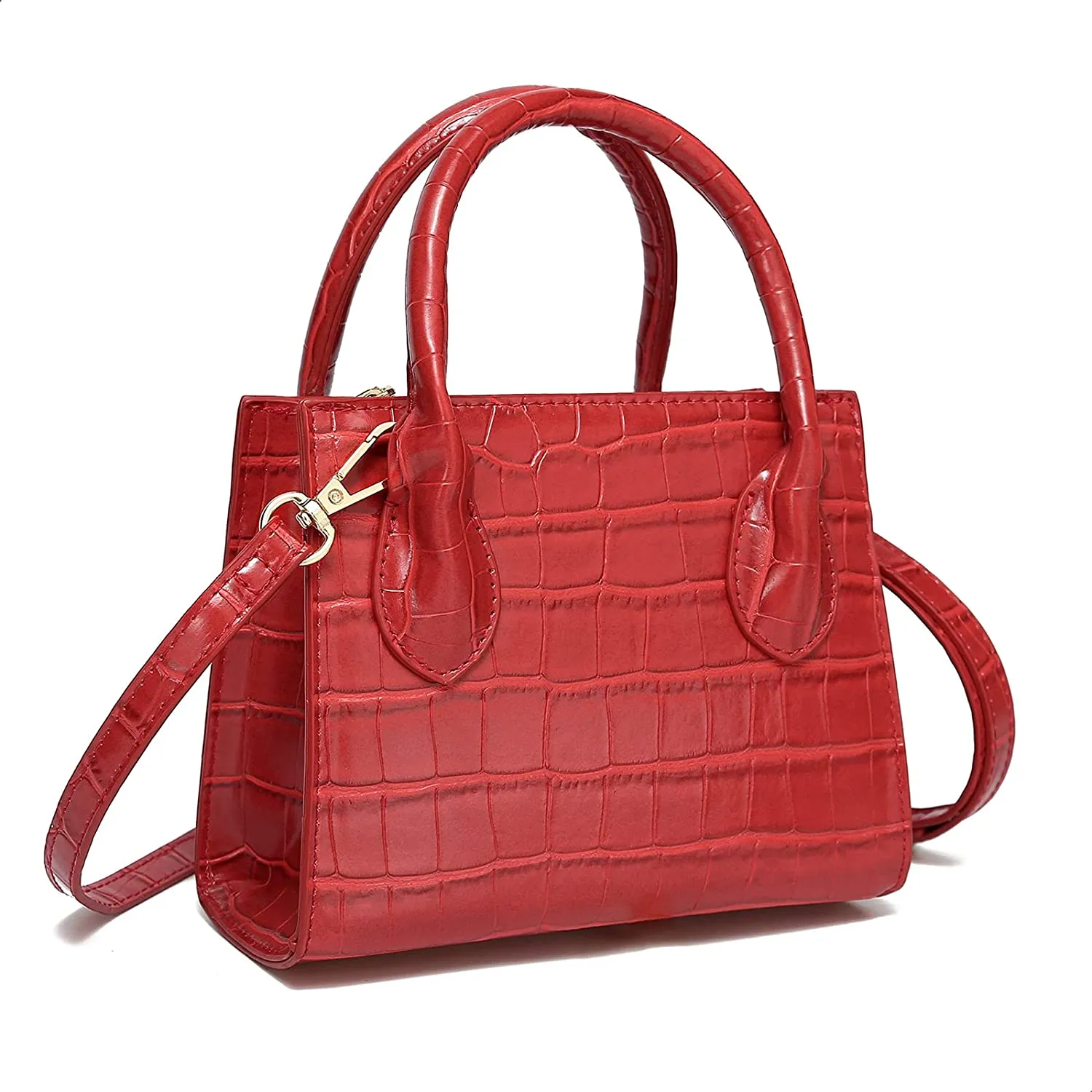 Trendy Red Mini Purse Crocodile Pattern Handbag