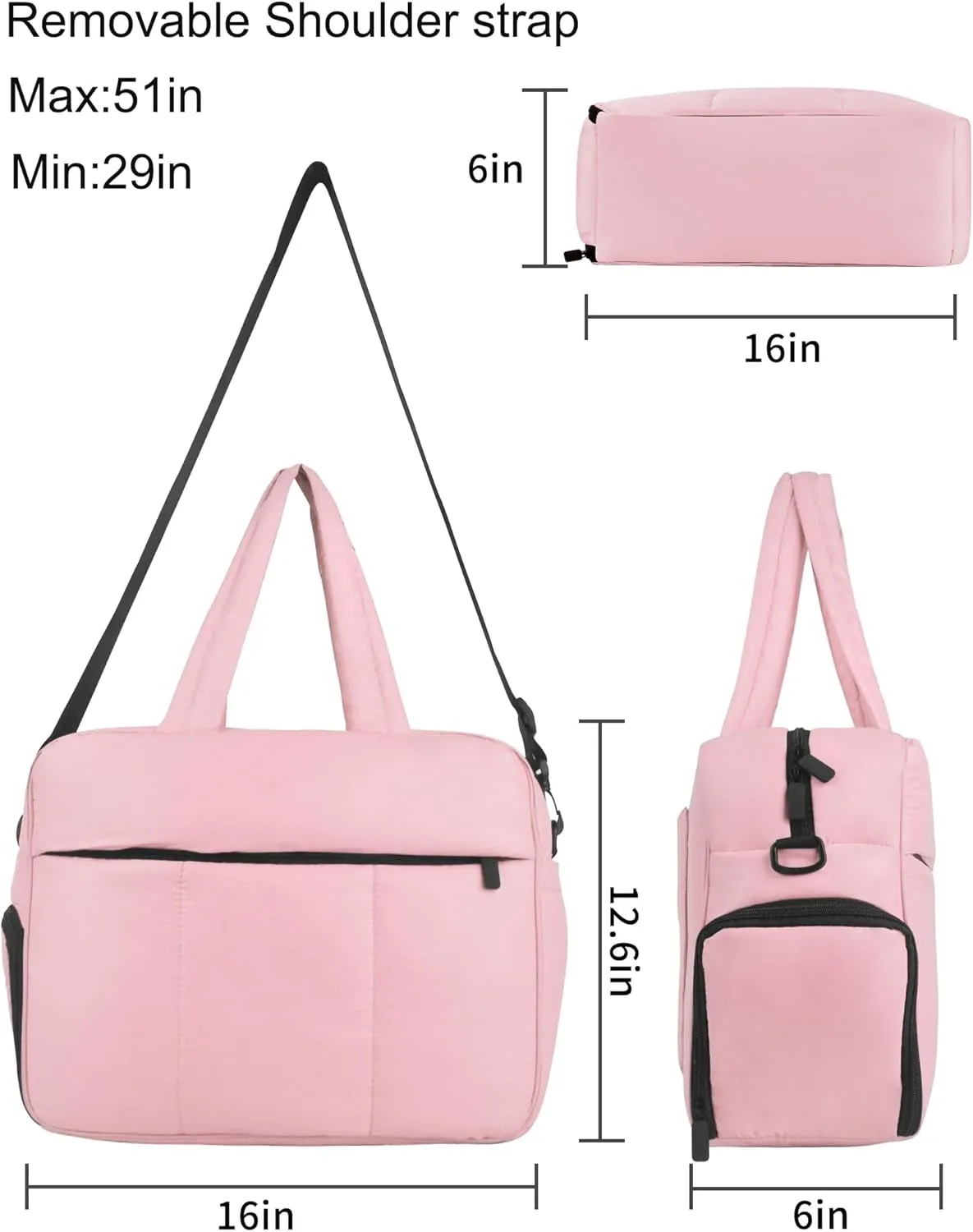 Weekender Bags for Women, Lightweight Puffer Tote Overnight Weekend Carry On Gym Duffle Bag with Shoe Compartment for Travel