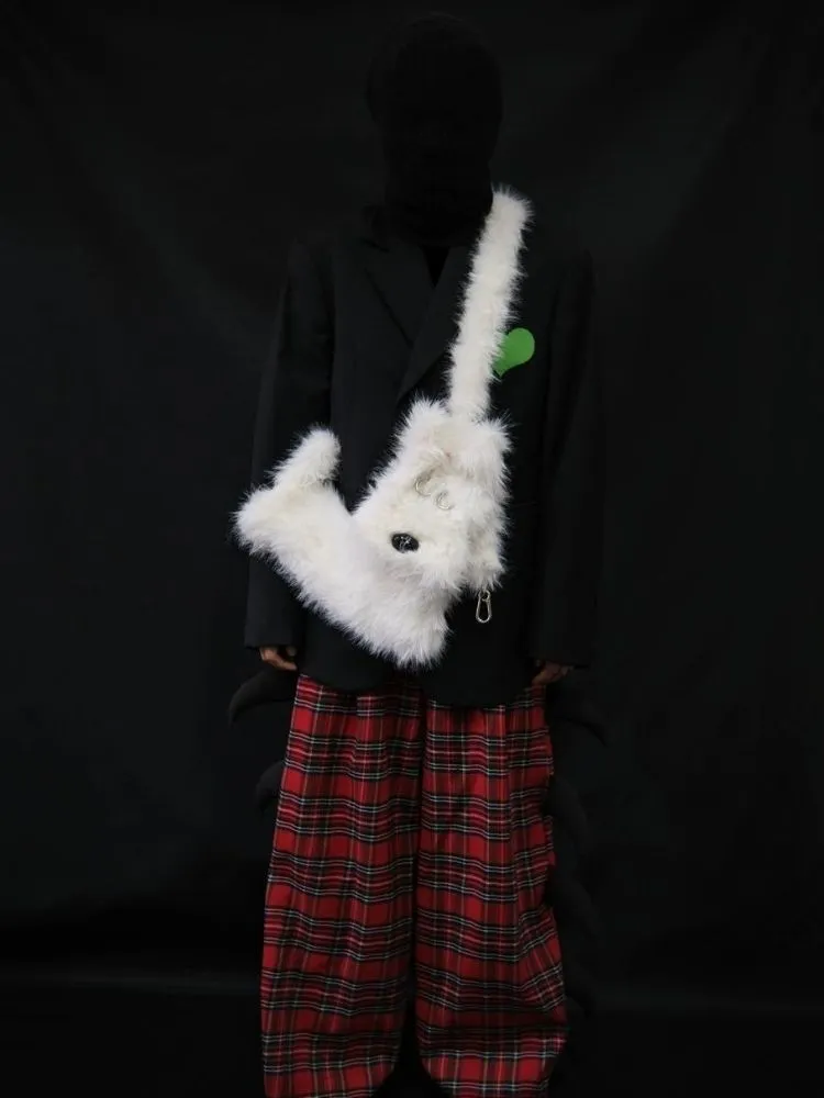 White Terrier Faux Fur Crossbody Plush Bag【s0000005201】