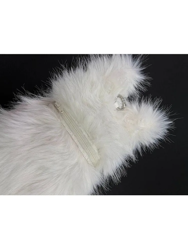 White Terrier Faux Fur Crossbody Plush Bag【s0000005201】