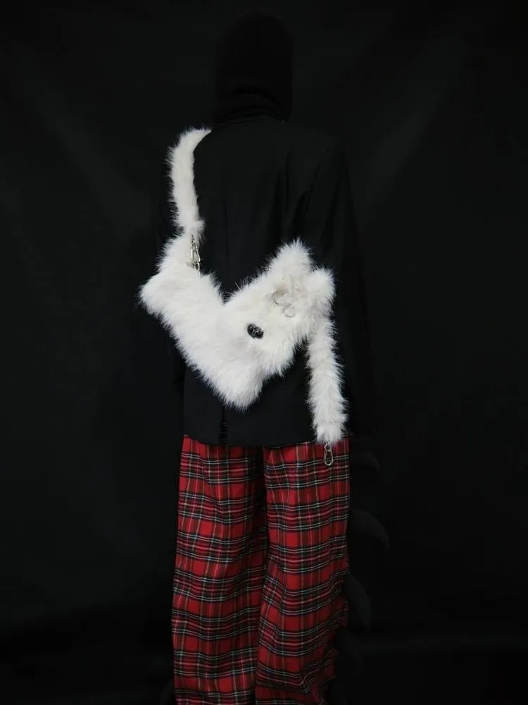 White Terrier Faux Fur Crossbody Plush Bag【s0000005201】