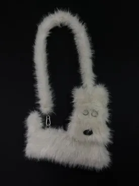 White Terrier Faux Fur Crossbody Plush Bag【s0000005201】