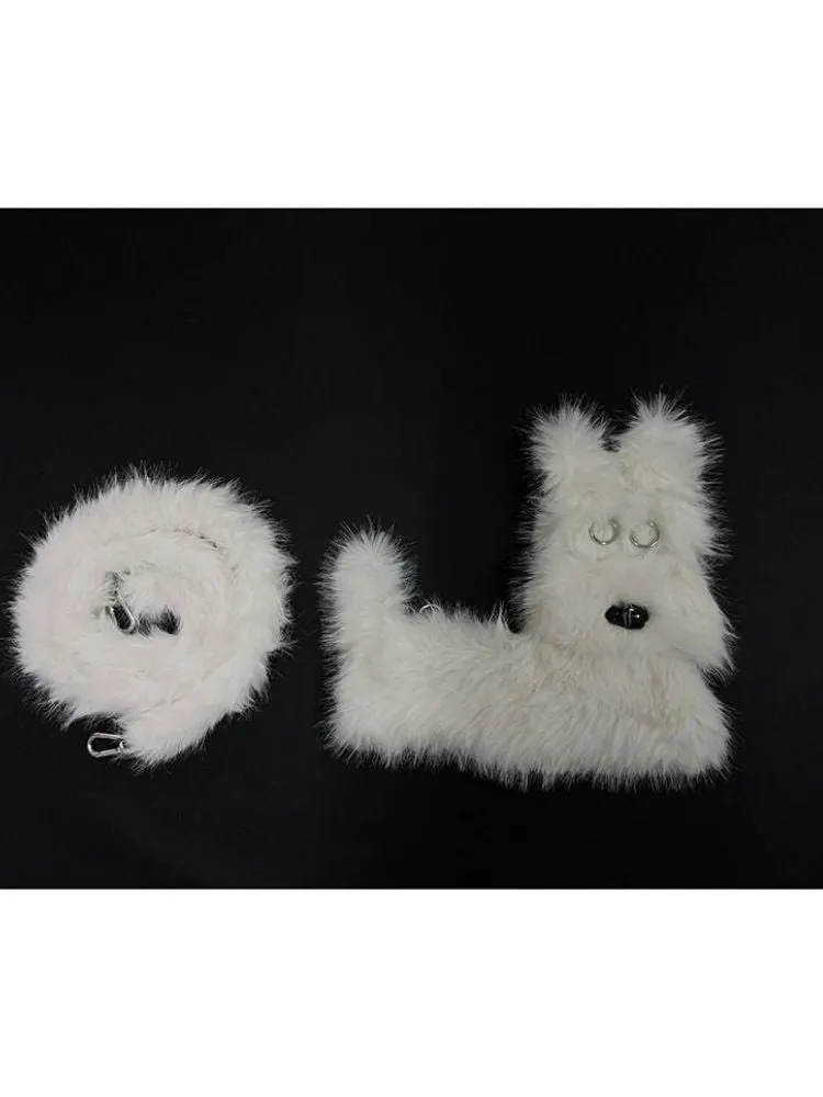 White Terrier Faux Fur Crossbody Plush Bag【s0000005201】