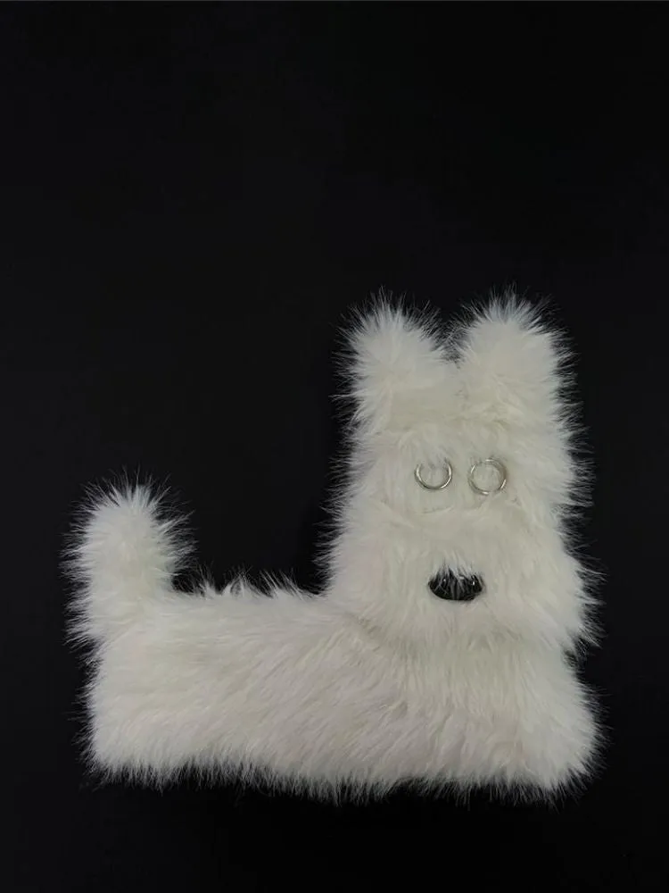 White Terrier Faux Fur Crossbody Plush Bag【s0000005201】