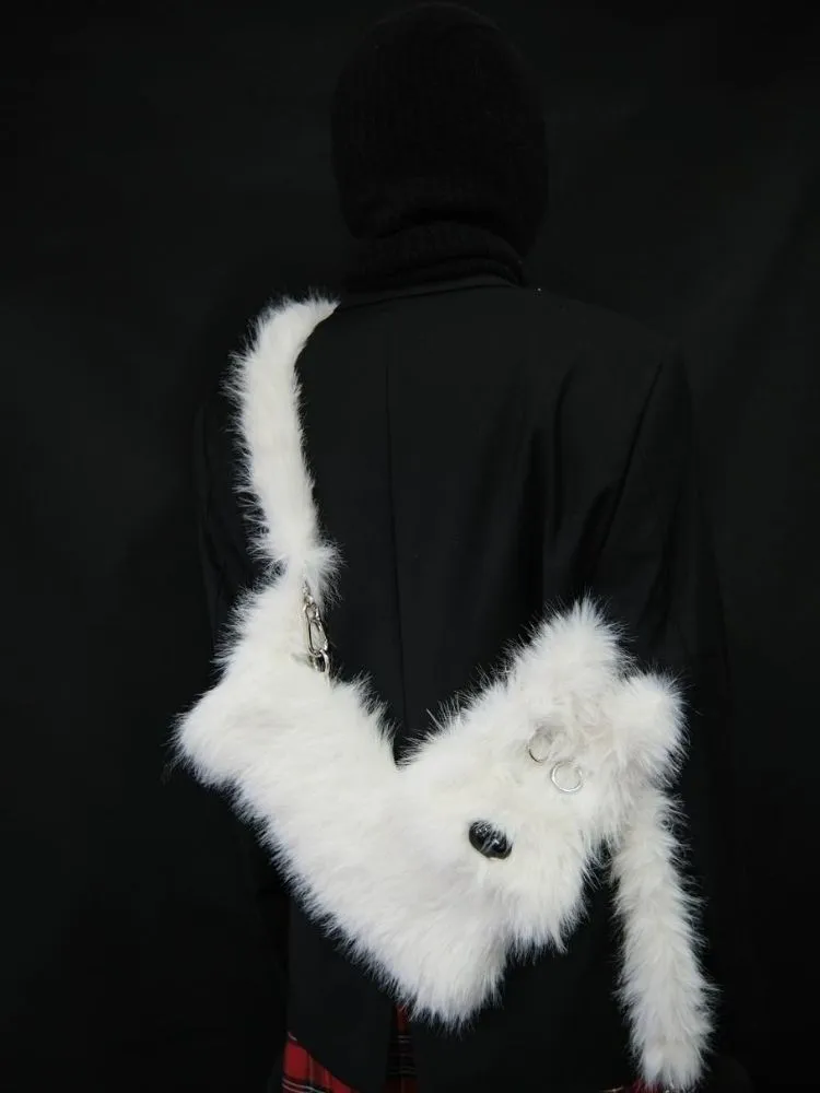 White Terrier Faux Fur Crossbody Plush Bag【s0000005201】