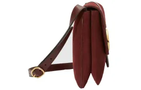 (WMNS) GUCCI Arli Gold Logo Suede Splicing Leather Shoulder Messenger Bag Red Classic Retro