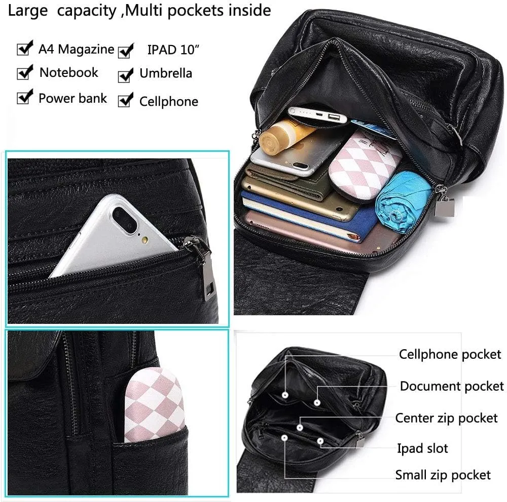 Women Backpack Purse Zocunuio Vintage Leather Knapsack Convertible Anti-theft Fashion Ladies Shoulder Bag