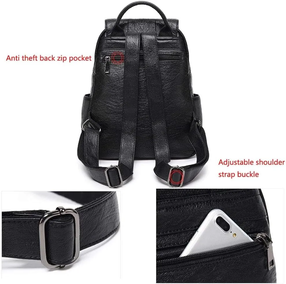 Women Backpack Purse Zocunuio Vintage Leather Knapsack Convertible Anti-theft Fashion Ladies Shoulder Bag
