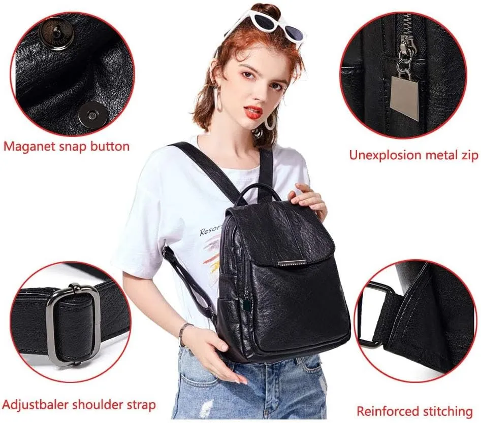 Women Backpack Purse Zocunuio Vintage Leather Knapsack Convertible Anti-theft Fashion Ladies Shoulder Bag