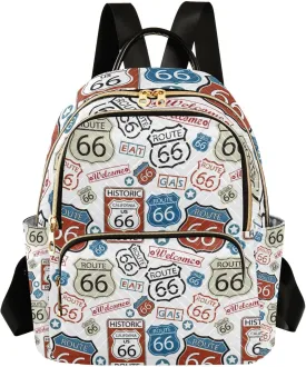 Women Backpack Route 66 Cute Anti-Theft Travel Backpack with Luggage Belt Lightweight Handbag Lady Purse Roomy Double Zipper Weekend Bag for Everyday Use