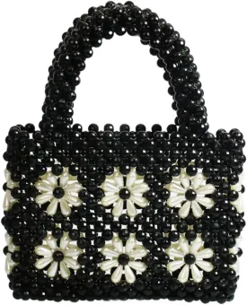 Women Beaded Handbags Elegant Handmade Weave Purse Crystal Pearl String Tote Bags for Banquet Wedding Cocktail