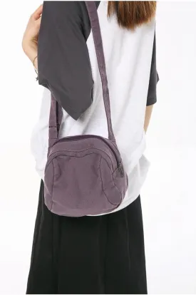 Women's Vintage Small Canvas Shoulder Bag Retro Alt Crossbody Bag With Zipper Casual Drawstring Bucket Handbags (Purple,One Size)
