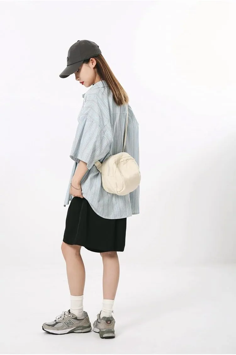 Women's Vintage Small Canvas Shoulder Bag Retro Alt Crossbody Bag With Zipper Casual Drawstring Bucket Handbags (Purple,One Size)