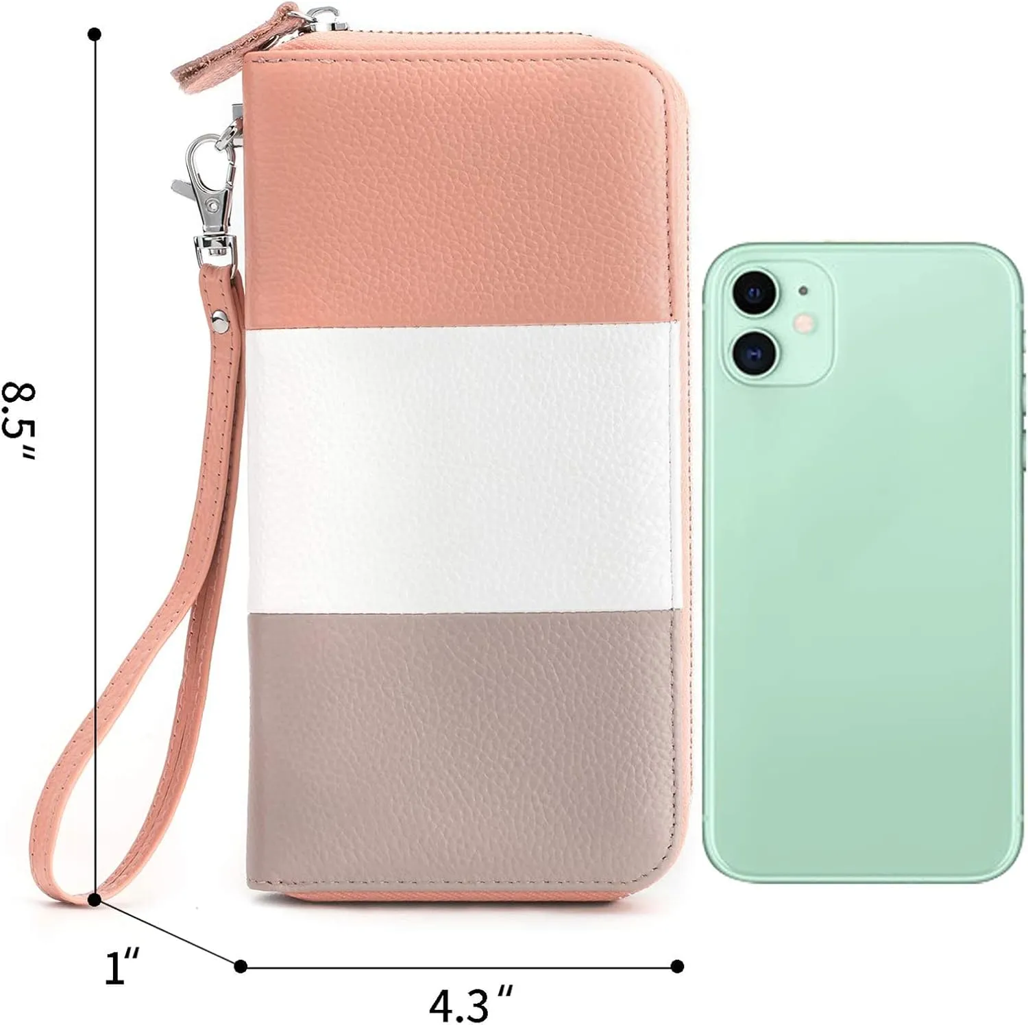 Womens Wallet RFID Blocking Genuine Leather Multi Credit Card Large Capacity Zip Around Clutch Travel Purse Wristlet