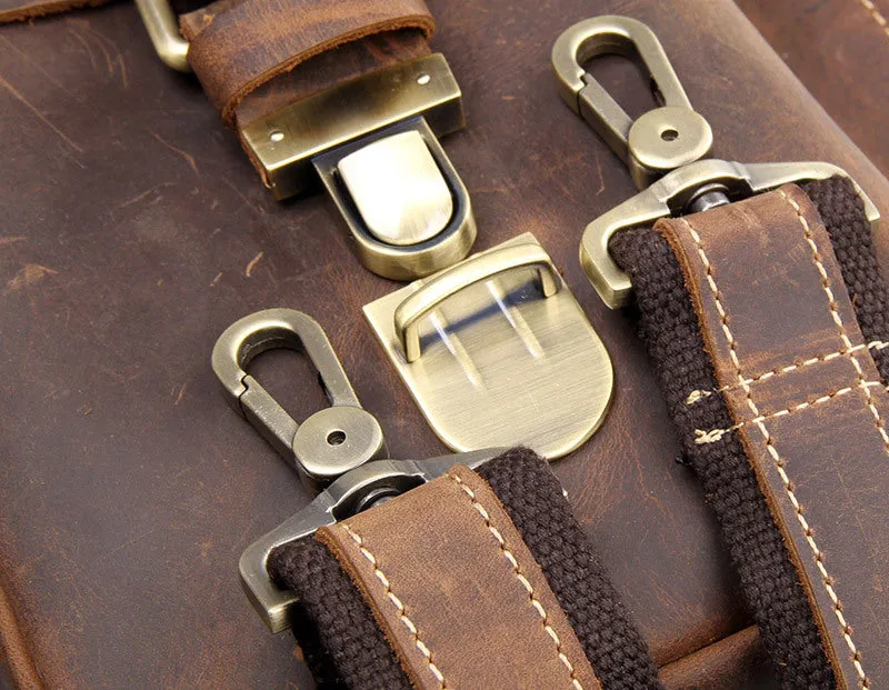 YAAGLE Multi-pockets Crazy Horse Leather Briefcase Handbag for Men YG7105