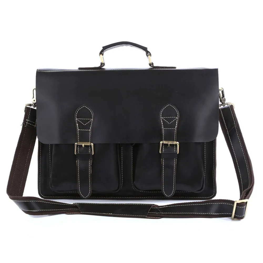 YAAGLE Multi-pockets Crazy Horse Leather Briefcase Handbag for Men YG7105
