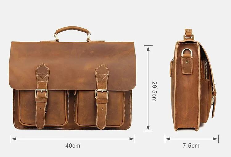 YAAGLE Multi-pockets Crazy Horse Leather Briefcase Handbag for Men YG7105