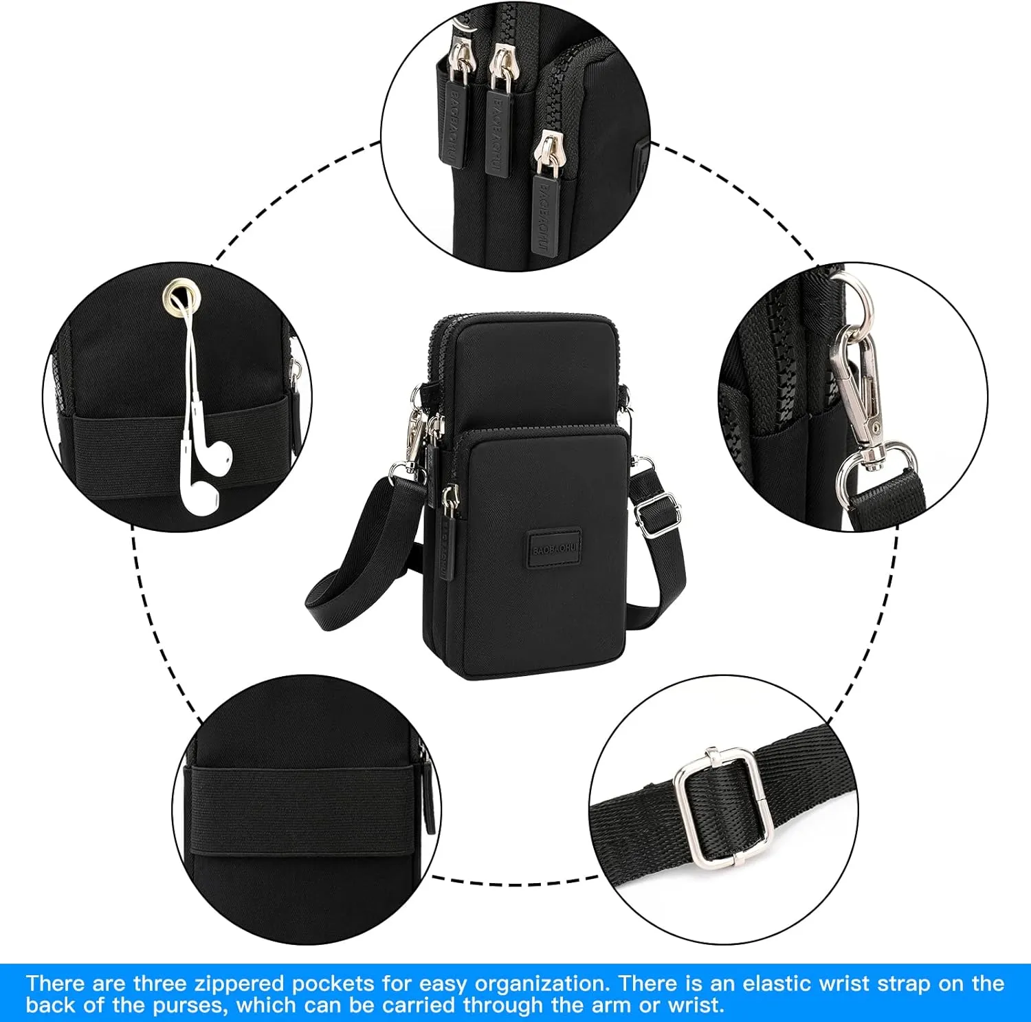 YINHEXI Small Crossbody Bags for Women Trendy, Mini Triple Compartment Cell Phone Crossbody Wallet Purses