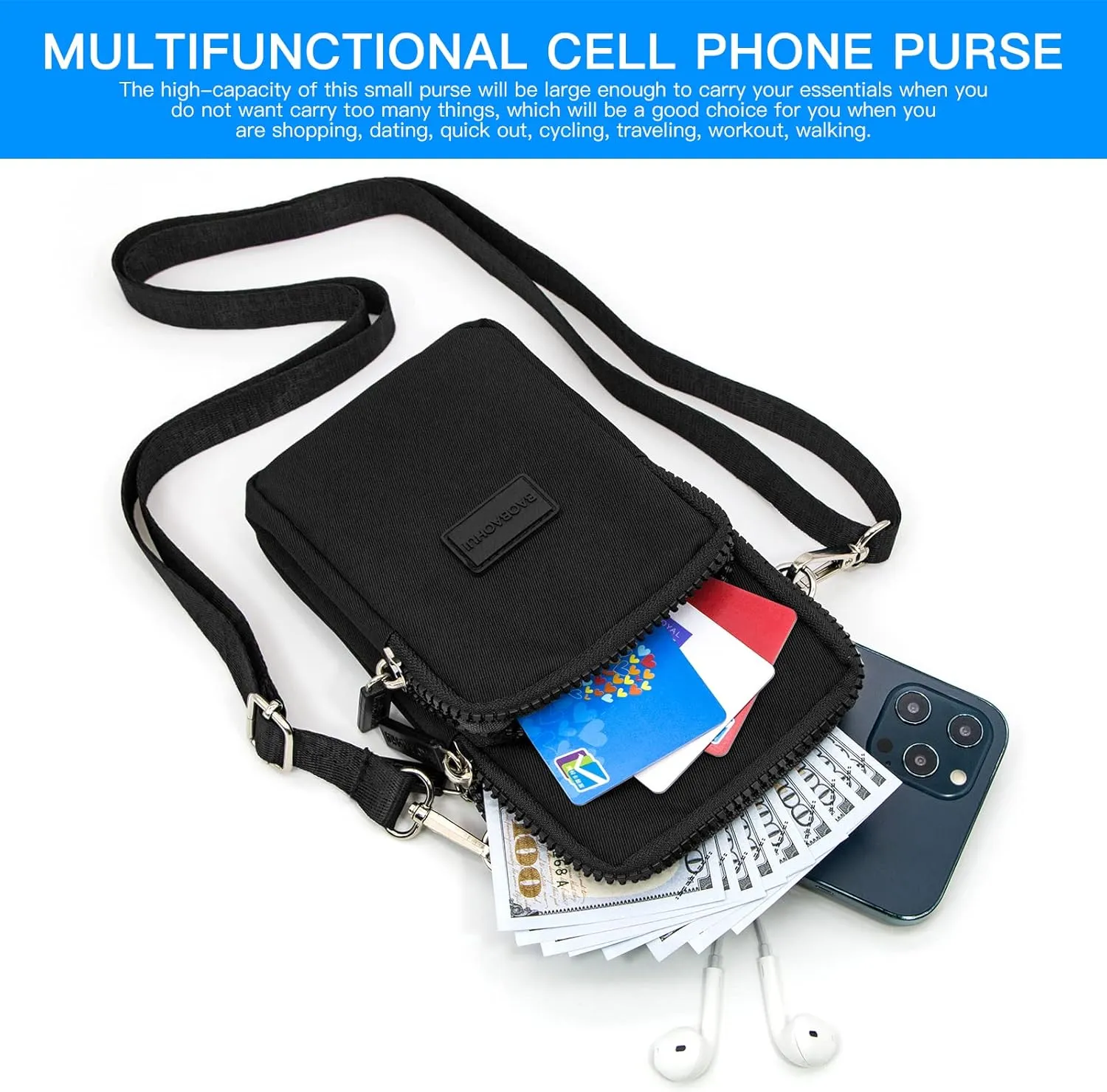 YINHEXI Small Crossbody Bags for Women Trendy, Mini Triple Compartment Cell Phone Crossbody Wallet Purses