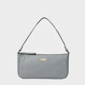 'ZARA' Cashmere Blue Soft Pebble Grain Real Leather Baguette Shoulder Bag