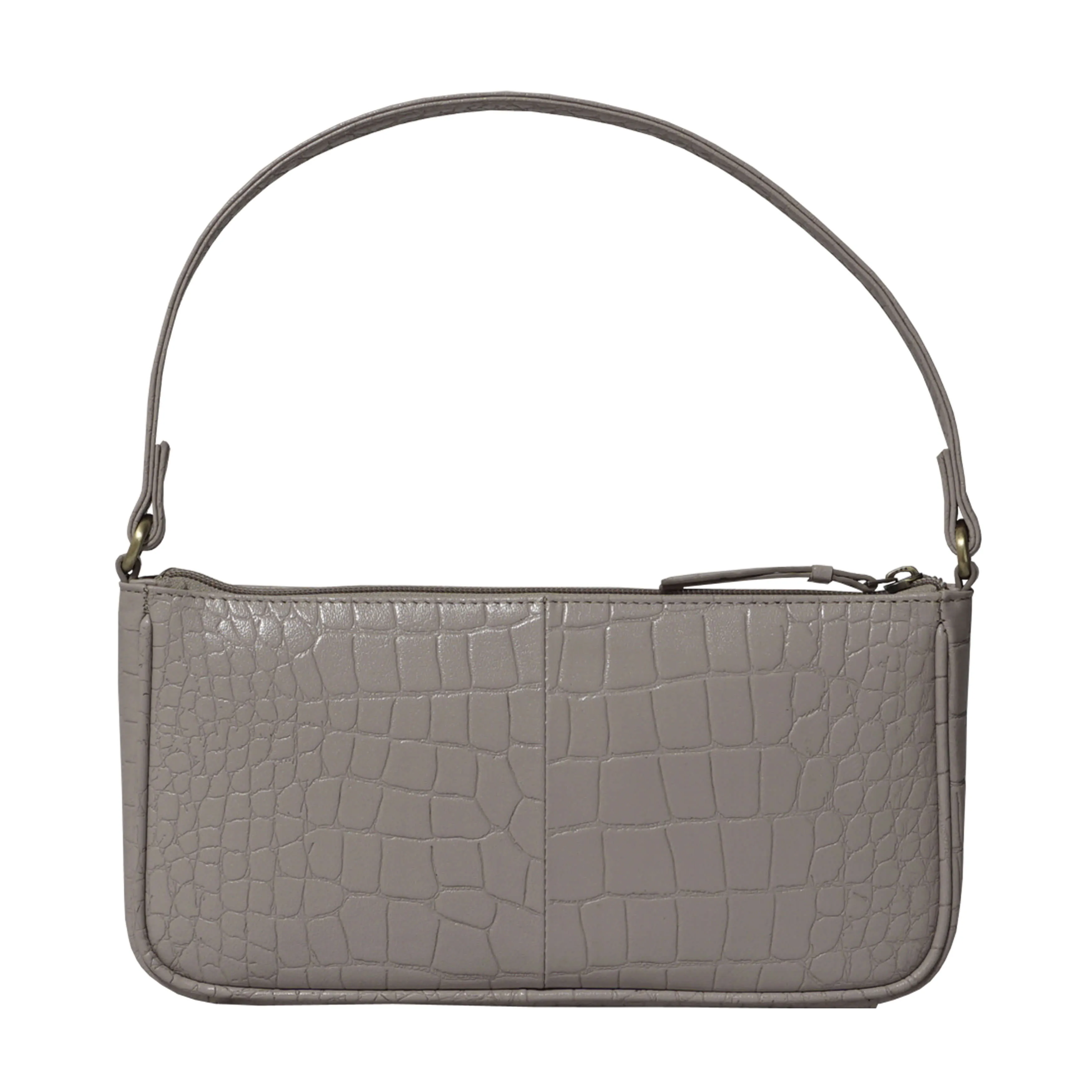 'ZARA' Ice Grey Croc Real Leather Baguette Shoulder Bag