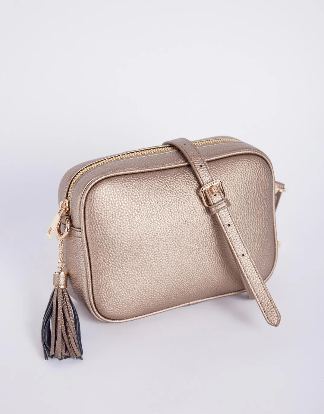 Zoe Crossbody Bag - Gold & Black/White Lurex Stripe